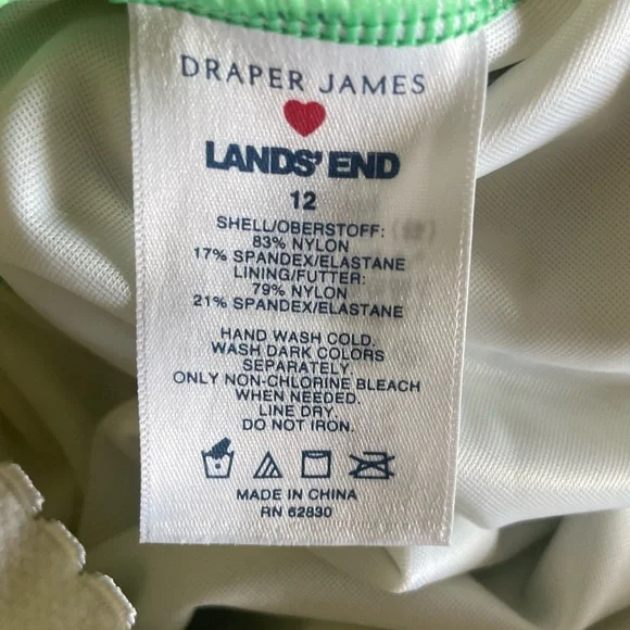 Lands' End | Green White Swimsuit. Sweetheart Neckline. Size 12. Flattering - Picture 6 of 7